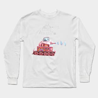 Tank Drawing and Real / Grey Outline Long Sleeve T-Shirt